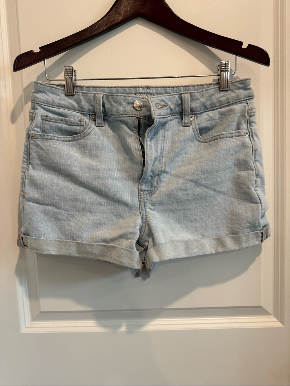 American Eagle Outfitters Pale Blue Denim Cuffed Shorts